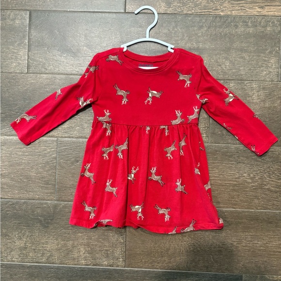 Old Navy Red Dress with Reindeer Print - Picture 1 of 4